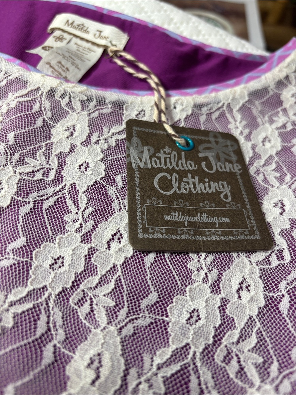 Matilda Jane Lavender Blouse with Cream Lace Overlay - Picture 5 of 11